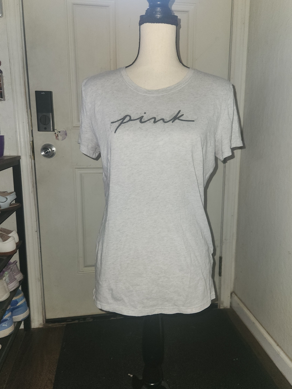 PINK Victoria's Secret Lightweight Crewneck T-Shirt in Light Gray